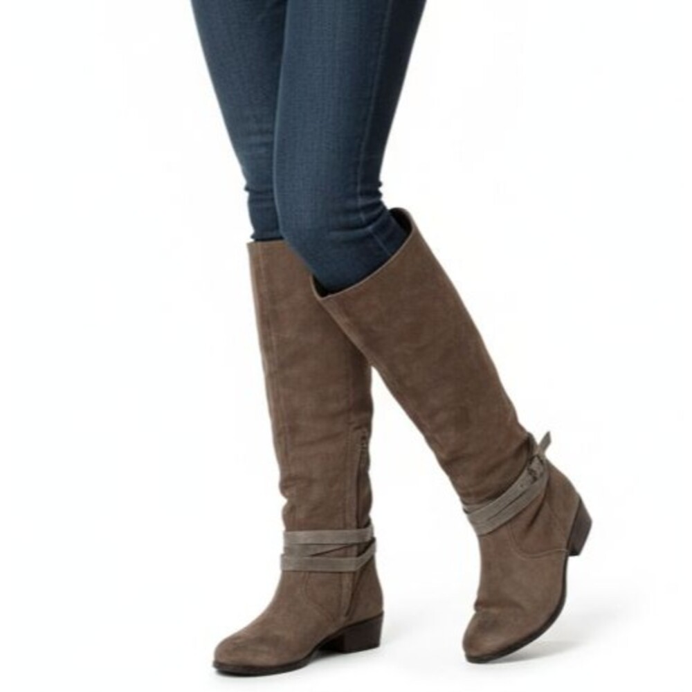 EMU Australia Tarlo Suede Boots Women's Size 9 Brown Tall Buckle Slouch EUC